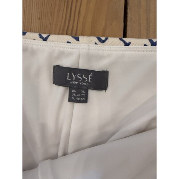 Lysse Pull On Ankle‎ Pants Elastic Waist Blue White Fringe XL Cotton - Picture 4 of 8